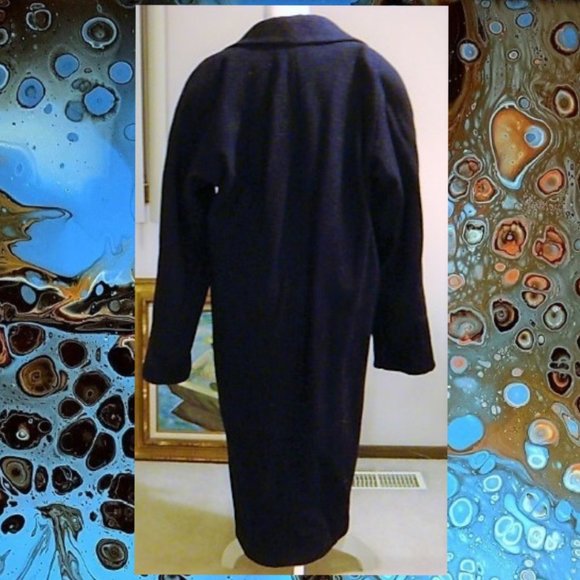 Karizma East Vintage Navy Blue Long Wool Button Down Coat. - Picture 3 of 3